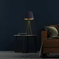 Lampy stojące - NOWOCZESNA LAMPA STOŁOWA Z METALU Z GRANATOWYM ABAŻUREM ZE ZŁOTYM WNĘTRZEM MEGAN GOLD - miniaturka - grafika 1
