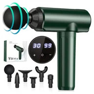 Masażery - Pistolet do masażu mięśni J-Style zielony 2600 mAh 30 prędkości 6 głowic - miniaturka - grafika 1