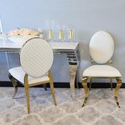 Krzesła - Krzesło Ludwik II Gold glamour white z przeszyciami - złote krzesła tapicerowane - miniaturka - grafika 1