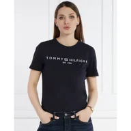 Koszulki i topy damskie - Tommy Hilfiger T-shirt REG CORP LOGO C-NK SS | Regular Fit - miniaturka - grafika 1