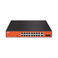 Switche - Wi-Tek WI-PS318GFH łącza sieciowe Gigabit Ethernet (10/100/1000) Obsługa PoE Czarny, Pomarańczowy WI-PS318GFH - miniaturka - grafika 1