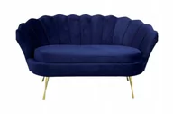 Sofy i kanapy - Sofa glamour muszelka 2ES niebieska nogi złote - miniaturka - grafika 1