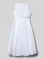 Sukienki i spódniczki dla dziewczynek - Sukienka o kroju regular fit z kwiatowym haftem - miniaturka - grafika 1