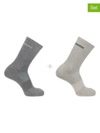 Skarpetki męskie - SALOMON Skarpety funkcyjne (2 pary) "Evasion Crew" w kolorze beżowo-szarym - miniaturka - grafika 1