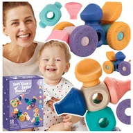 Zabawki sensoryczne - MIĘKKIE KLOCKI SENSORYCZNE DLA MALUCHA, Gryzaki - ZESTAW 13EL. Z743 - miniaturka - grafika 1