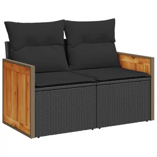 Sofa ogrodowa z poduszkami, 2-osobowa, czarna, polirattan Lumarko! - Sofy ogrodowe - miniaturka - grafika 3