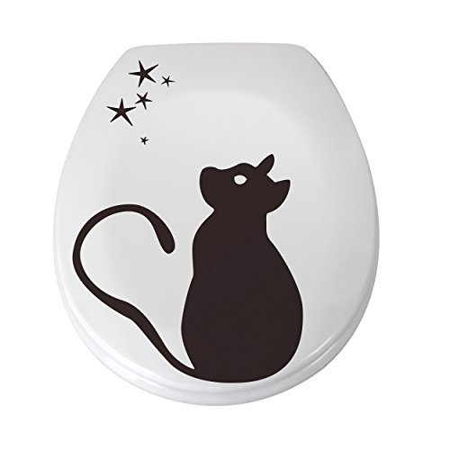 MSV deska sedesowa Cat wykonana z Duroplast z mechanizmem cichego domykania Softclose, łącznie z wbudowaną wolnoopadająca, wielokolorowa, 30 x 20 x 15 cm 141741