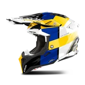 Kaski motocyklowe - Kask Cross Airoh Aviator 3 Niebieski/ŻółtyM - miniaturka - grafika 1