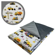 Koce i narzuty dla dzieci - Kocyk Dziecięcy 75x100 Letni Koparki Żółte Na Białym/Grafit Bawełna/Velvet Polski Producent - miniaturka - grafika 1