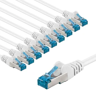goobay 66052 Kabel sieciowy CAT 6A w zestawie 10 szt. / kabel krosowy ekranowany S/FTP/CU Ethernet, PiMF, LSZH/Cat 6a kabel z 10 Gbits/biały / 10 x 1 m - Kable miedziane - miniaturka - grafika 1