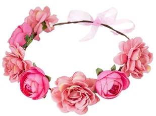 WIANEK NA GŁOWĘ piwonie KWIATY różowy ŚLUBNY - Ozdoby do włosów - miniaturka - grafika 1