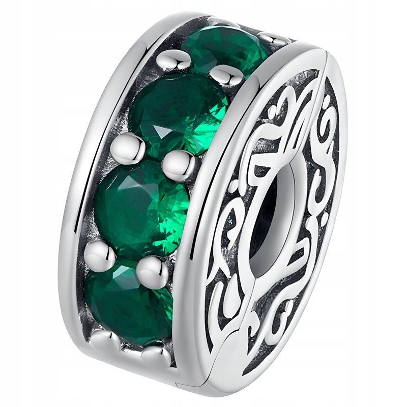 Charms Zawieszka Charms Klips Stoper Zielony Srebro 925 Charmsy Trusky