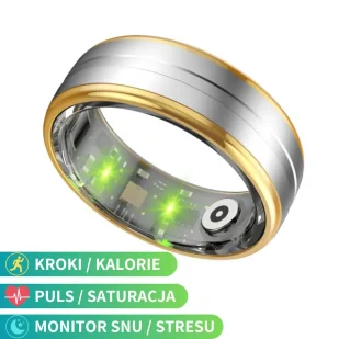 Rubicon smartring R06 srebrno-złoty r.18 (S8) inteligentny pierścień SMARUB321 - Smartband - miniaturka - grafika 1