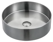 Umywalki - Sapho Aurum Umywalka nablatowa 38 cm stalowa z korkiem stal nierdzewna mat AU401 - miniaturka - grafika 1