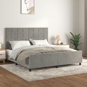 Łóżka - Lumarko Rama łóżka z zagłówkiem, jasnoszara, 180x200 cm, aksamitna - miniaturka - grafika 1