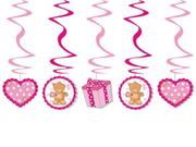 Baby shower i roczek - Party Deco Misiowe świderki na roczek i na narodziny, różowe, 60cm, 5 szt. SWID3 - miniaturka - grafika 1