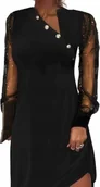 Sukienki i spódnice sportowe - Kobieca Elegancka Sukienka Wieczorowa Czarna Długi Rękaw XL - miniaturka - grafika 1