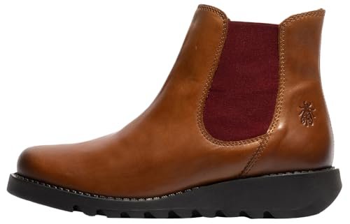 Fly London Damskie botki SALV195FLY, MID. Brązowe (RED Elastic), 38 EU, Średni brązowy czerwony elastyczny, 5 UK