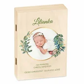 Pamiątka Chrztu Świętego - Sztućce dla dzieci zestaw w drewnianym etui z nadrukiem - miniaturka - grafika 1