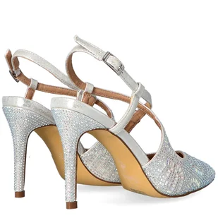 Błyszczące szpilki bez pięty - MENBUR 23446 SREBRE - Czółenka - miniaturka - grafika 9