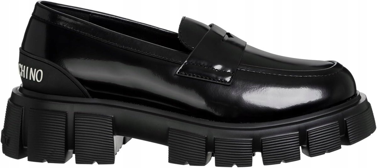 LOVE MOSCHINO CZARNE MOKASYNY NA GRUBEJ PODESZWIE 39 6GA