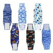 Inne - TEMU 6-pak zmywalnych opasek na brzuch dla psów-samców - pieluchy dla psów z poliestru z regulowanym zapięciem na rzepy zapewniającym szczelne - miniaturka - grafika 1