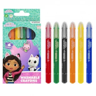 Kredki Zmywalne 6 Kolorów Gabbys Starpak 528998 - Przybory szkolne - miniaturka - grafika 1