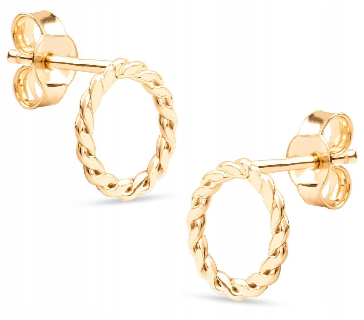 ZŁOTE KOLCZYKI NA SZTYFT COIN DIAMENTOWANE 333