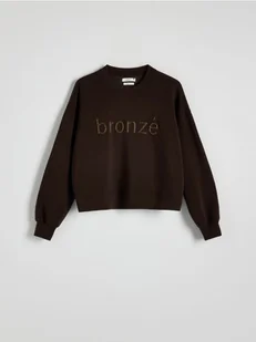 Reserved - Bluza z haftem - ciemnobrązowy - Bluzy damskie - miniaturka - grafika 1