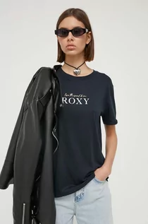 Koszulki sportowe damskie - Roxy t-shirt bawełniany kolor czarny - grafika 1