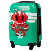 Walizki - WALIZKA KIDS KABINOWA TWARDA WINGS GREEN ROBOT S 20" - miniaturka - grafika 1