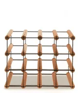 Stojaki na wino - Regał Na Wino Stojak Na 12 Butelek Szklanych/ Pet — Rw-8/ 4X3 — Brązowy Brązowy Metal + Drewno Rw-8-4X3-12_O_Br / Wamar-Sosenka - miniaturka - grafika 1