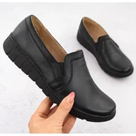 Półbuty damskie - Skórzane półbuty damskie komfortowe czarne Helios 430 - miniaturka - grafika 1