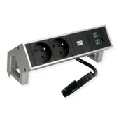 Gniazdka elektryczne - BACHMANN DESK2 2xUTE 1xUSB A/C 22W 0.2m GST18 INOX - miniaturka - grafika 1