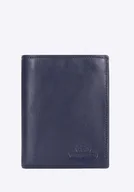 Portfele - Portfel ze skóry mały z RFID granatowy - miniaturka - grafika 1