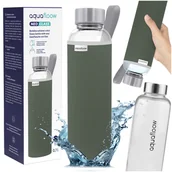 Shakery i bidony sportowe - AquaFloow: butelka szklana na wodę 700 ml zielone etui butelka na wodę - miniaturka - grafika 1