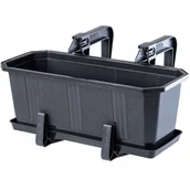 Donice - Skrzynka balkonowa z podstawką i uchwytami Trani 40 cm, grafit - miniaturka - grafika 1