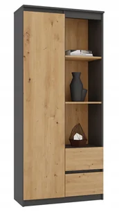 Regał Biurowy Drzwi RS-80 Bily Antracyt Artisan - Regały biurowe - miniaturka - grafika 1