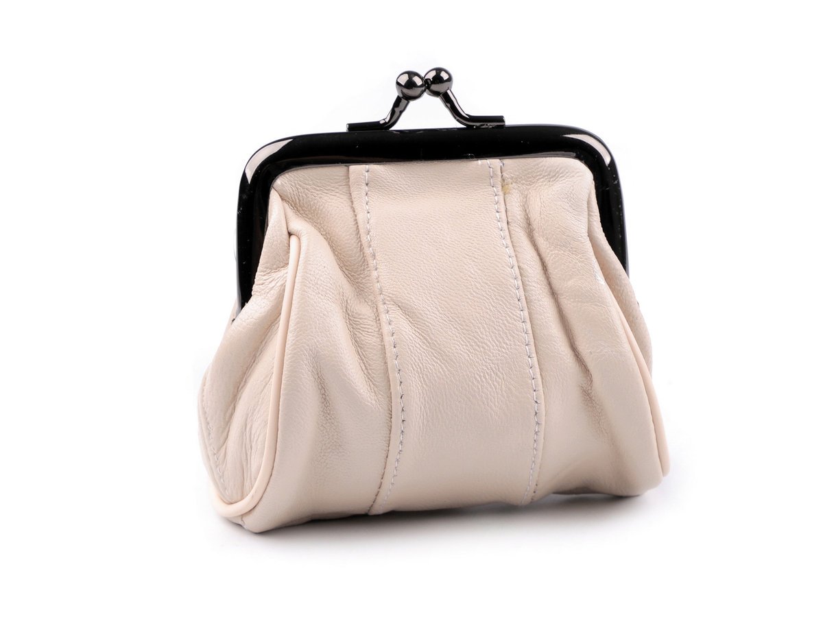 Portmonetka na bigiel skórzana beżowa