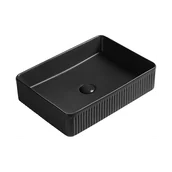 Umywalki - Mexen Grovo umywalka nablatowa ryflowana 50 x 34 cm, czarna mat - 22305085 - miniaturka - grafika 1