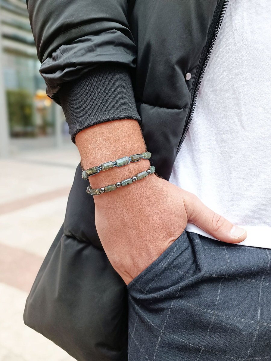 Bransoleta Męska Labradoryt I Hematyt - L (19-20cm)