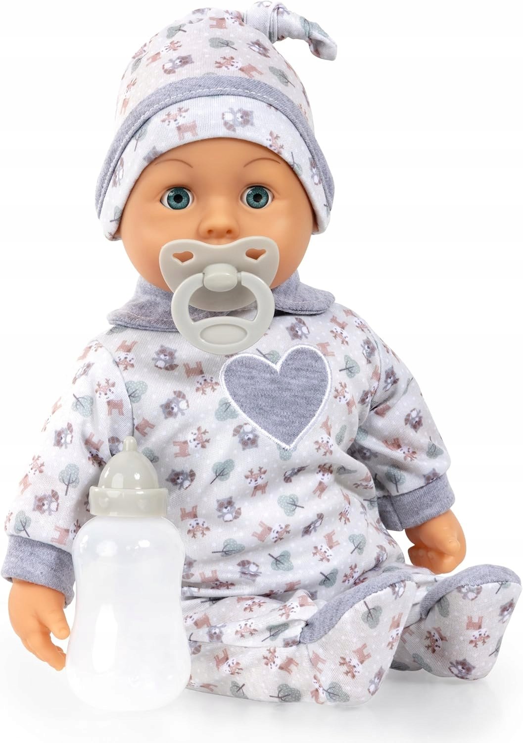 Lalka Interaktywna Bobas Mówiąca Ze Smoczkiem I Butelką Miękka 38 CM