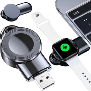 Mini ładowarka indukcyjna do ładowania Apple Watch USB Alogy High-end Chip Czarna - Akcesoria do smartwatchy - miniaturka - grafika 1