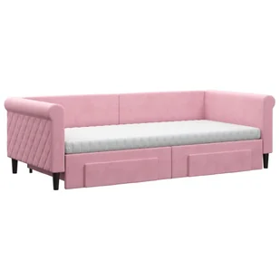 Sofa rozsuwana z szufladami, różowa, 90x200 cm, aksamit Lumarko! - Łóżka Sofa rozsuwana z szufladami, różowa, 90x200 cm, aksamit Lumarko! - Łóżka - miniaturka - grafika 2