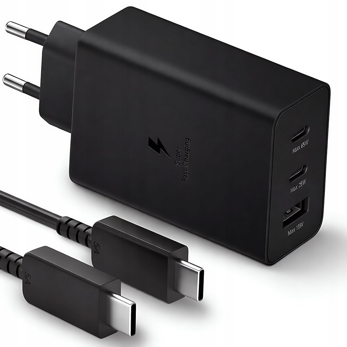 SZYBKA ŁADOWARKA SIECIOWA 2xUSB-C 1xUSB KOSTKA QUICK CHARGE PD 65W + KABEL