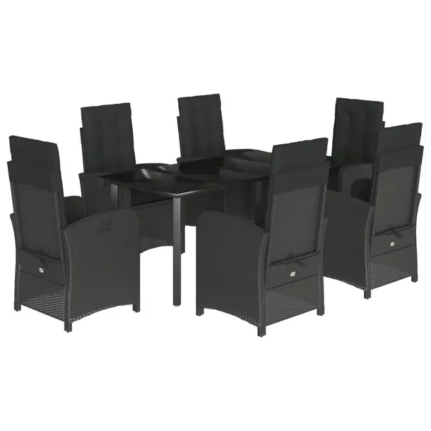 Zestaw mebli ogrodowych czarny z rattanem PE, stół 160x80x74 cm, fotele 5
