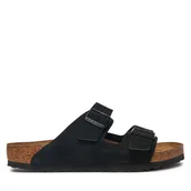Klapki i japonki męskie - Klapki Birkenstock Arizona zamsz 1027152 Czarny - miniaturka - grafika 1
