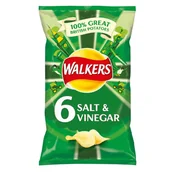 Chipsy - Walkers Salt & Vinegar chipsy ziemniaczane o smaku soli i octu 6x25 g - miniaturka - grafika 1