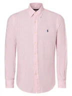 Koszule męskie - Polo Ralph Lauren Męska koszula lniana - Custom Fit Mężczyźni Modern Fit len różowy|biały w paski, L - miniaturka - grafika 1