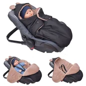 Śpiworki dla dzieci - Culbaby, Śpiworek Myszka do nosidła fotelika gondoli ortalion czarny minky karmel - miniaturka - grafika 1